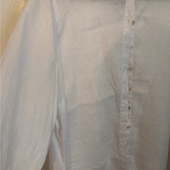 Women's White Blouse 100% linen - Picture 4 of 7